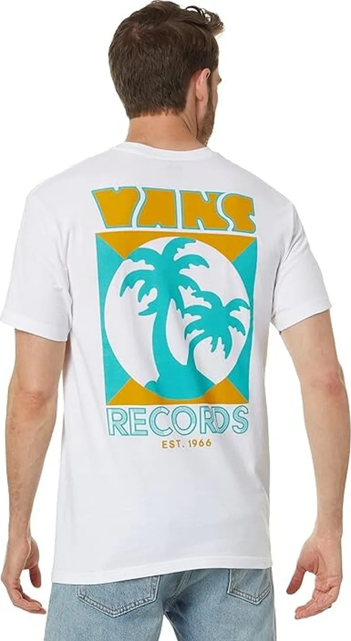 Vans Records Short Sleeve Tee (White) Men's Clothing