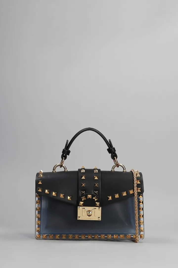 Flat New Rock Hand Bag In Black Leather