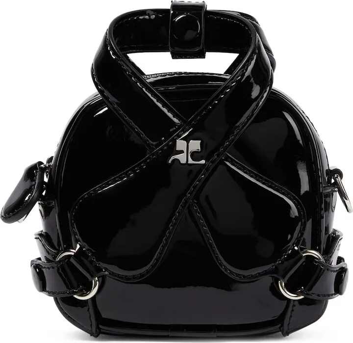 Mini faux patent leather tote