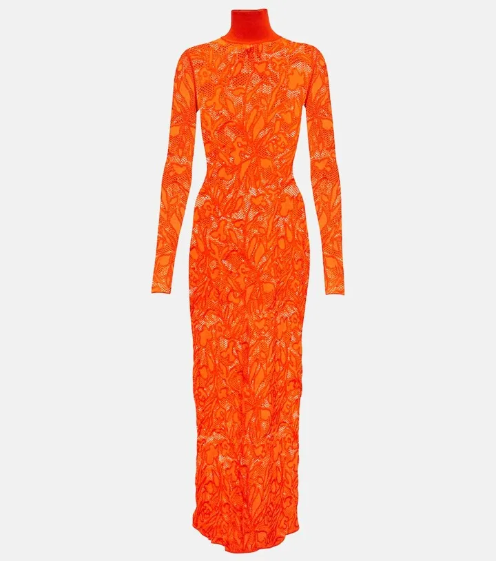 Lace turtleneck maxi dress