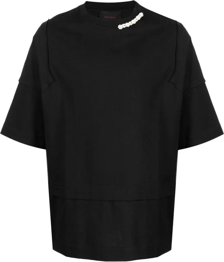 faux-pearl embellished T-shirt