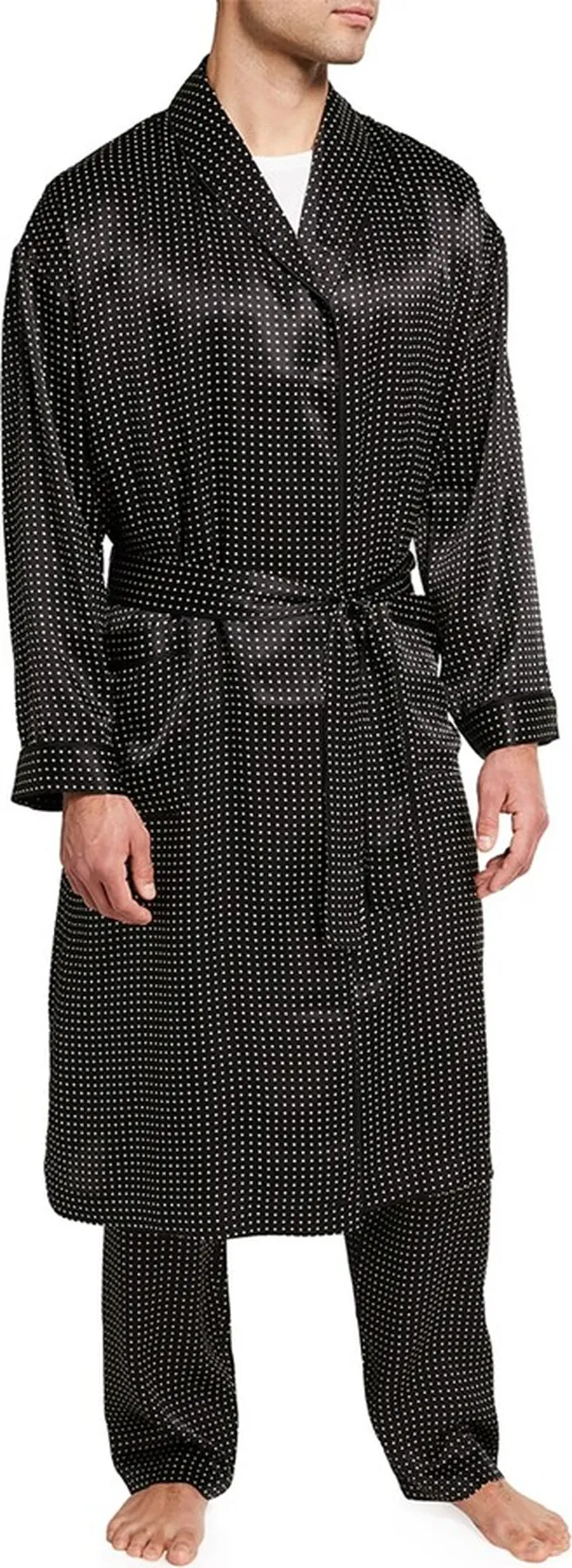 Men's Silk Dot Shawl Robe