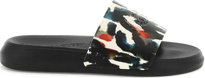 Alexander Mcqueen Watercolor Print Rubber Slides