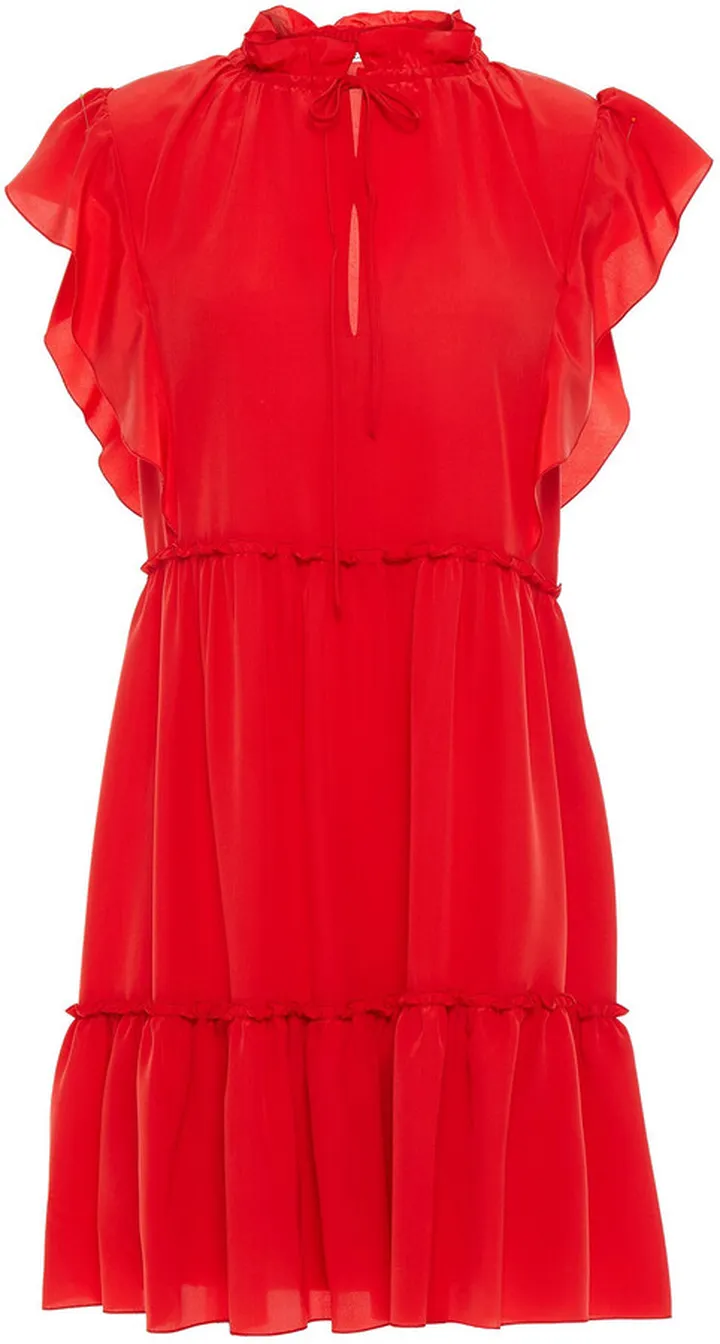 Ruffled silk crepe de chine mini dress