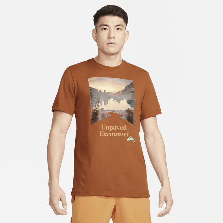 Nike Men's Trail Dri-FIT Running T-Shirt in Brown