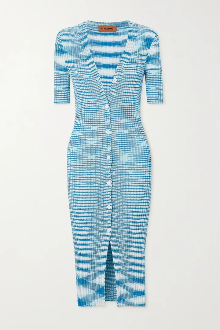 Missoni - Space-dyed Ribbed-knit Midi Dress - Blue