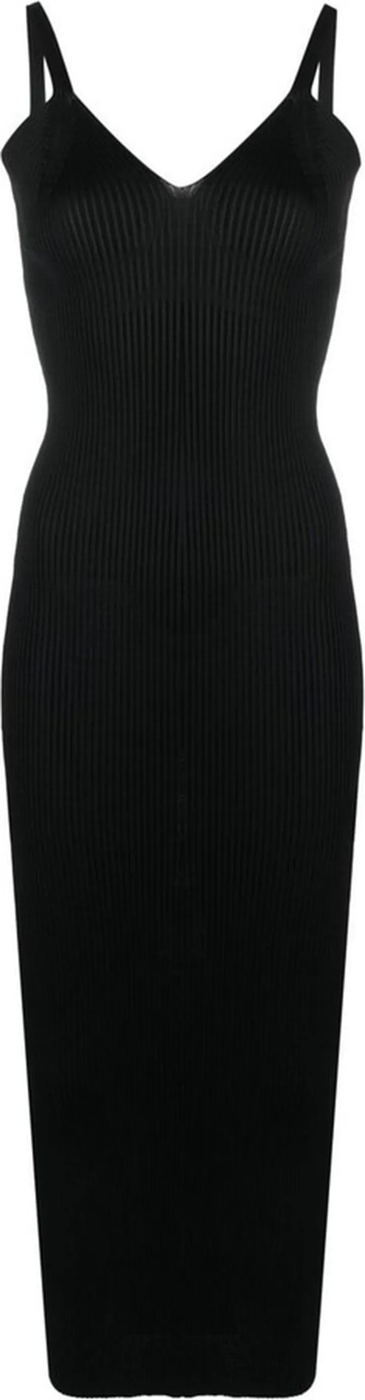 V-Neck Ribbed-Knit Dress