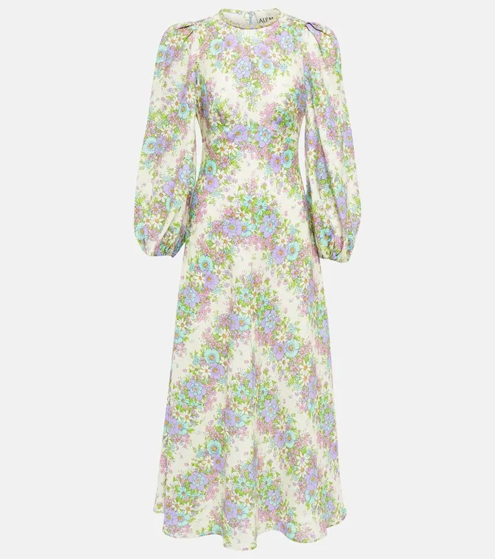 Agnes floral linen midi dress