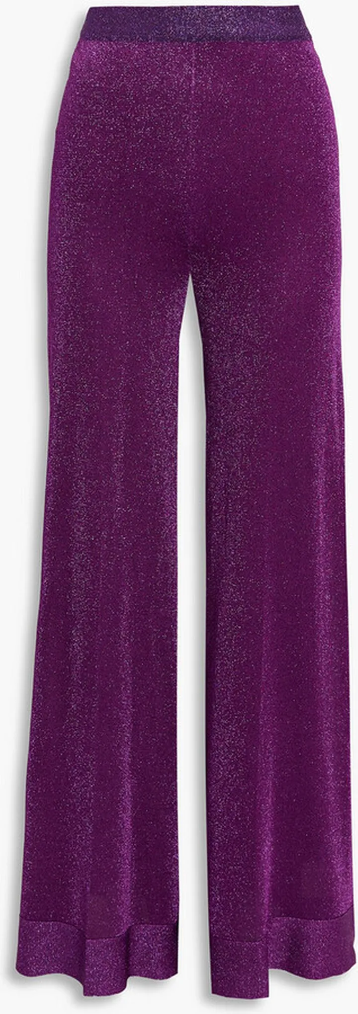 Metallic crochet-knit silk-blend wide-leg pants