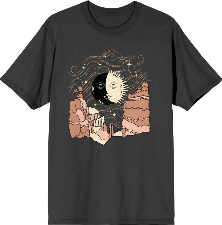 Celestial Tropics Night Canyon Men’s Charcoal T-Shirt-XL