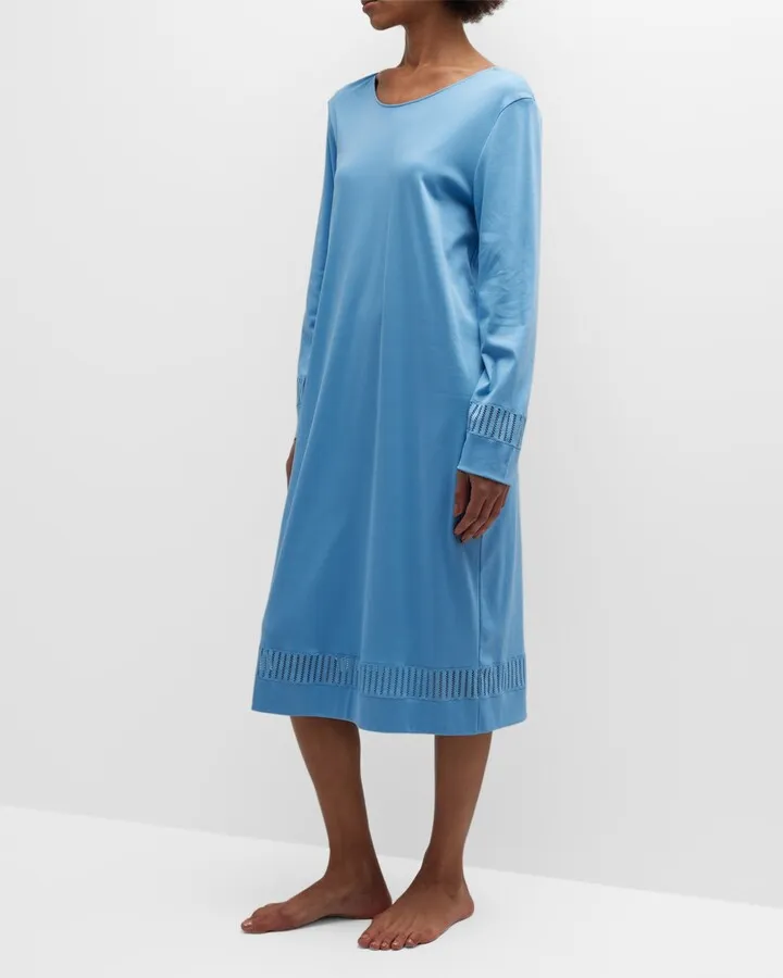 Gaia Lace-Inset Scoop-Neck Nightgown