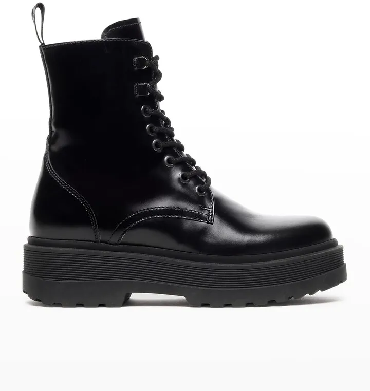 Side-Zip Leather Combat Boots