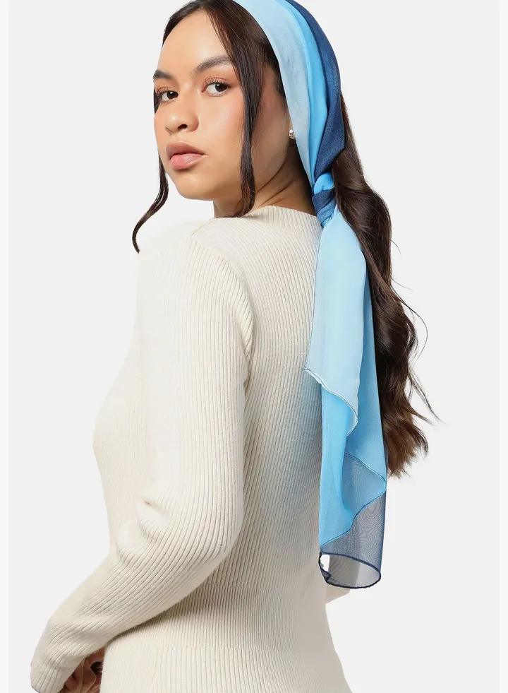 Georgette Colorblock Head Scarf For Women