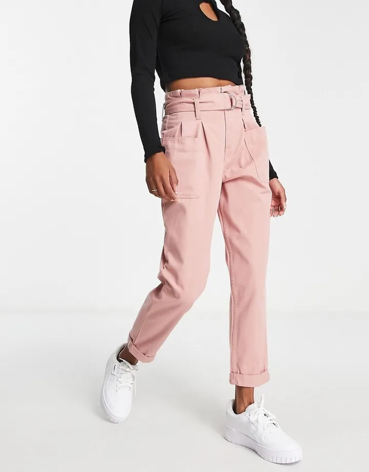 Miss Selfridge high waisted jeans in pink