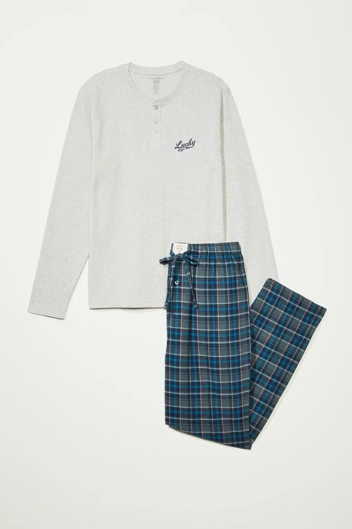 Mens Henley Lucky Brand And Flannel Sleep Gift Set