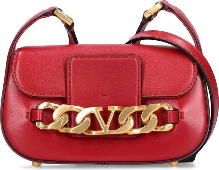 Small V Logo Chain leather shoulder bag