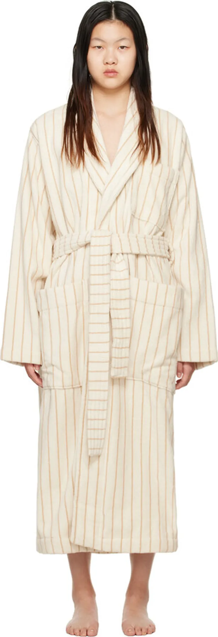 Tekla Off-White & Beige Oversized Hooded Bathrobe