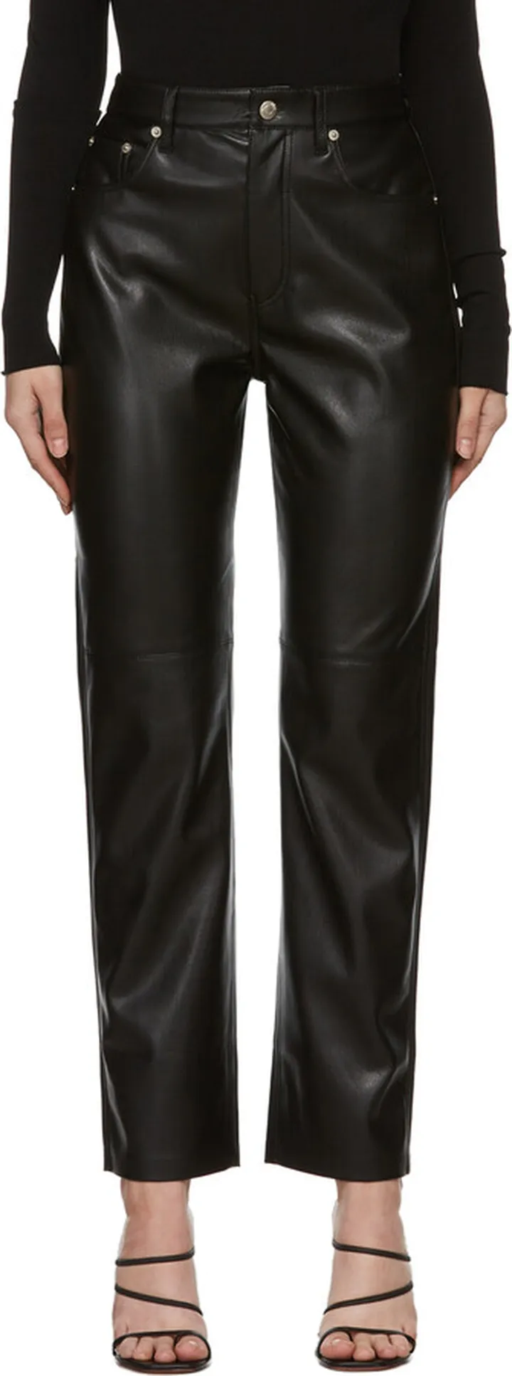 Nanushka Black Vinni Vegan Leather Trousers