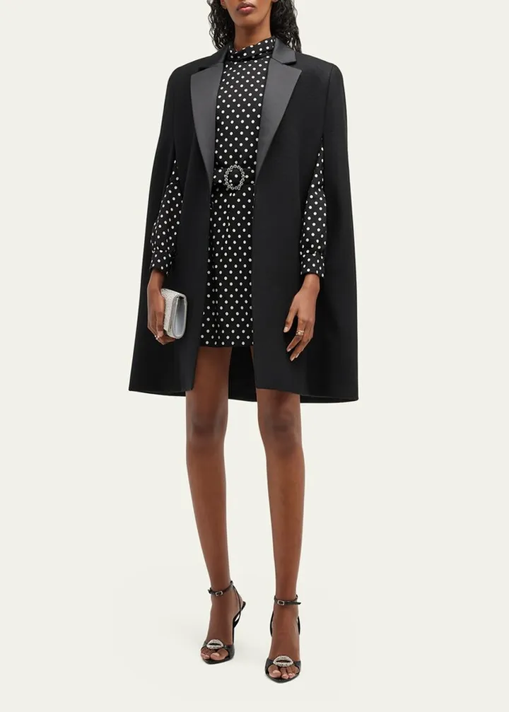 Satin-Lapel Single-Breasted Cape