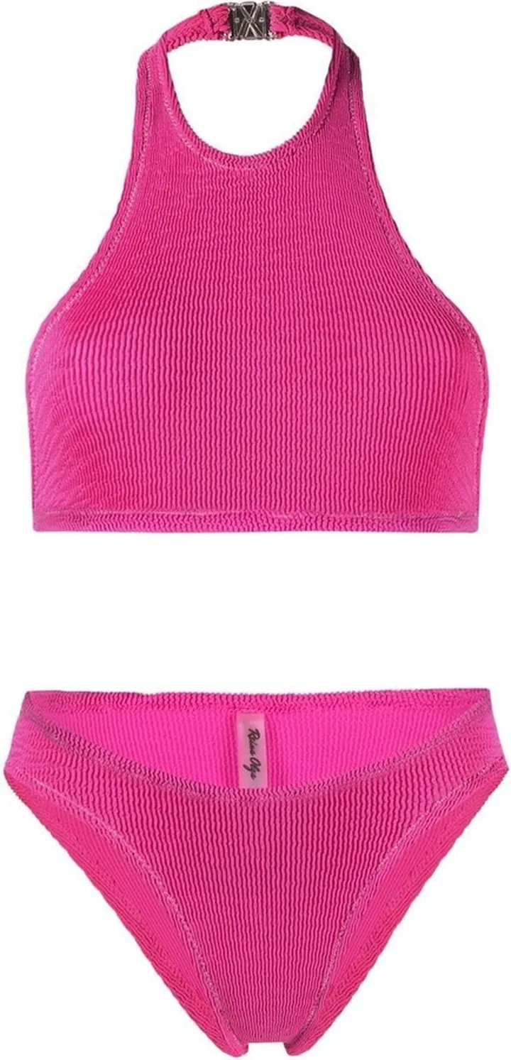 Longboarder crinkled-effect bikini
