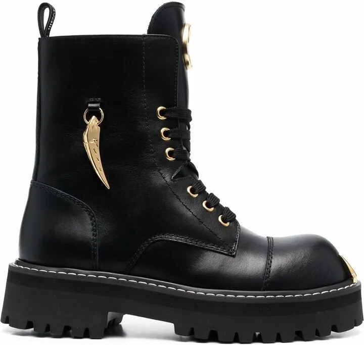 Tiger Tooth leather combat boots