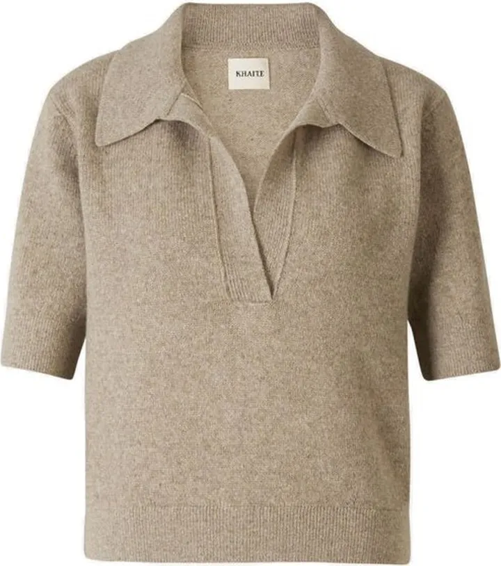 Khaite Ribbed Knit Polo Top