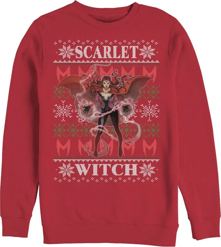 Men's Marvel Ugly Christmas Scarlet Witch Sweatshirt - Red - 2X Large