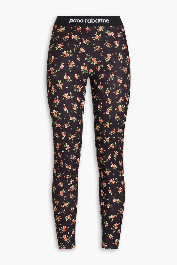 Floral-print stretch-jersey leggings