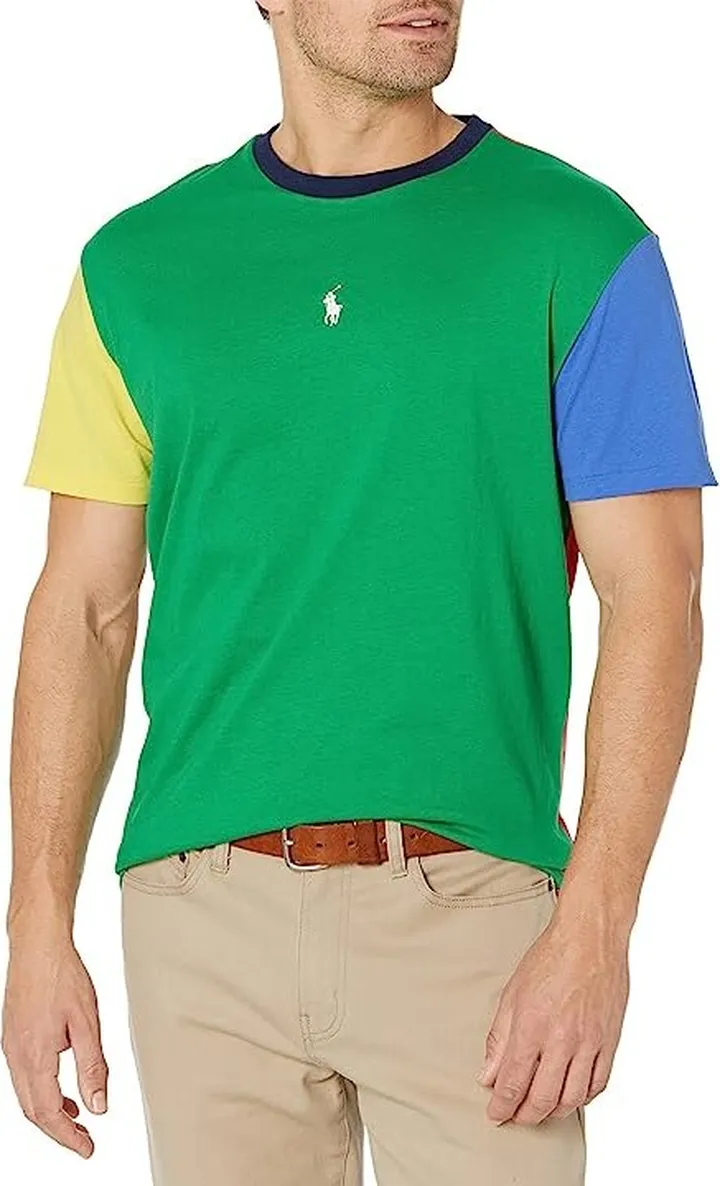 Polo Ralph Lauren Classic Fit Color-Blocked Jersey T-Shirt (Stem Multi) Men's Clothing