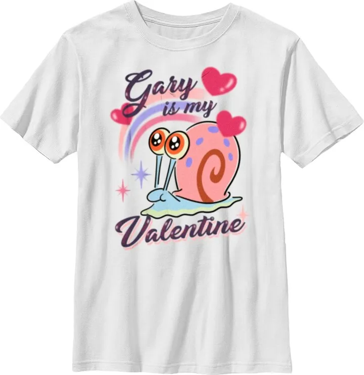 Boy's SpongeBob SquarePants Gary is My Valentine T-Shirt - White - X Small