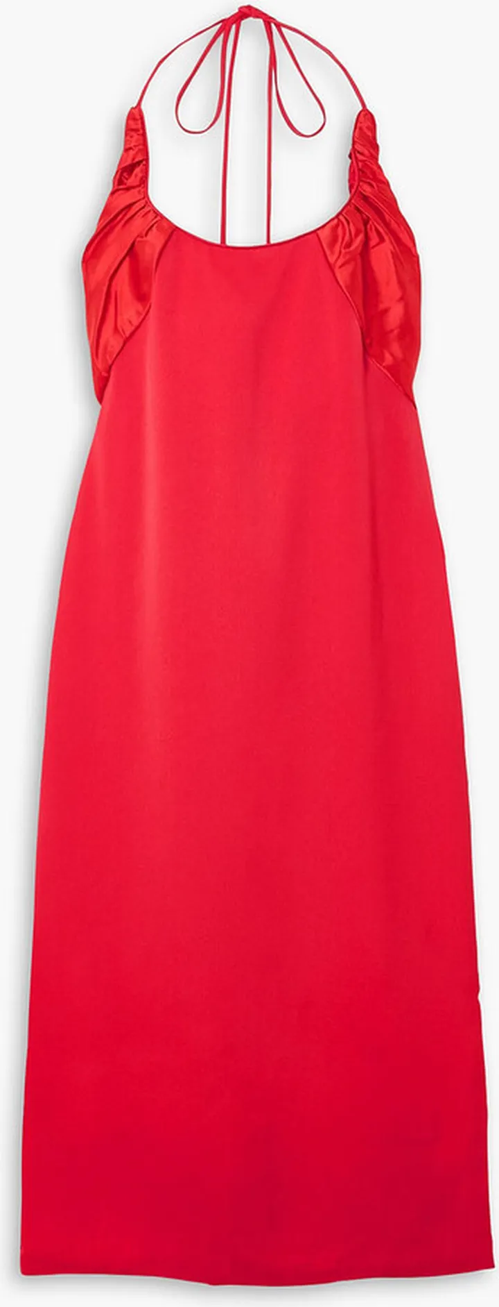 Flash crepe and ruched silk-satin halterneck midi dress