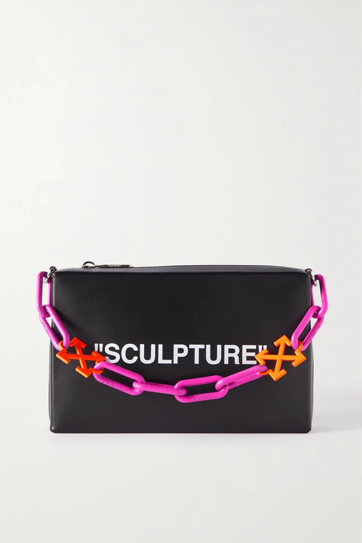 Off-White - Block Printed Leather Shoulder Bag - Black