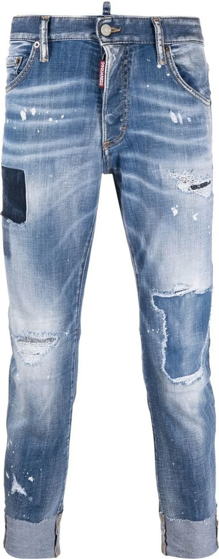 Distressed Tapered-Leg Jeans