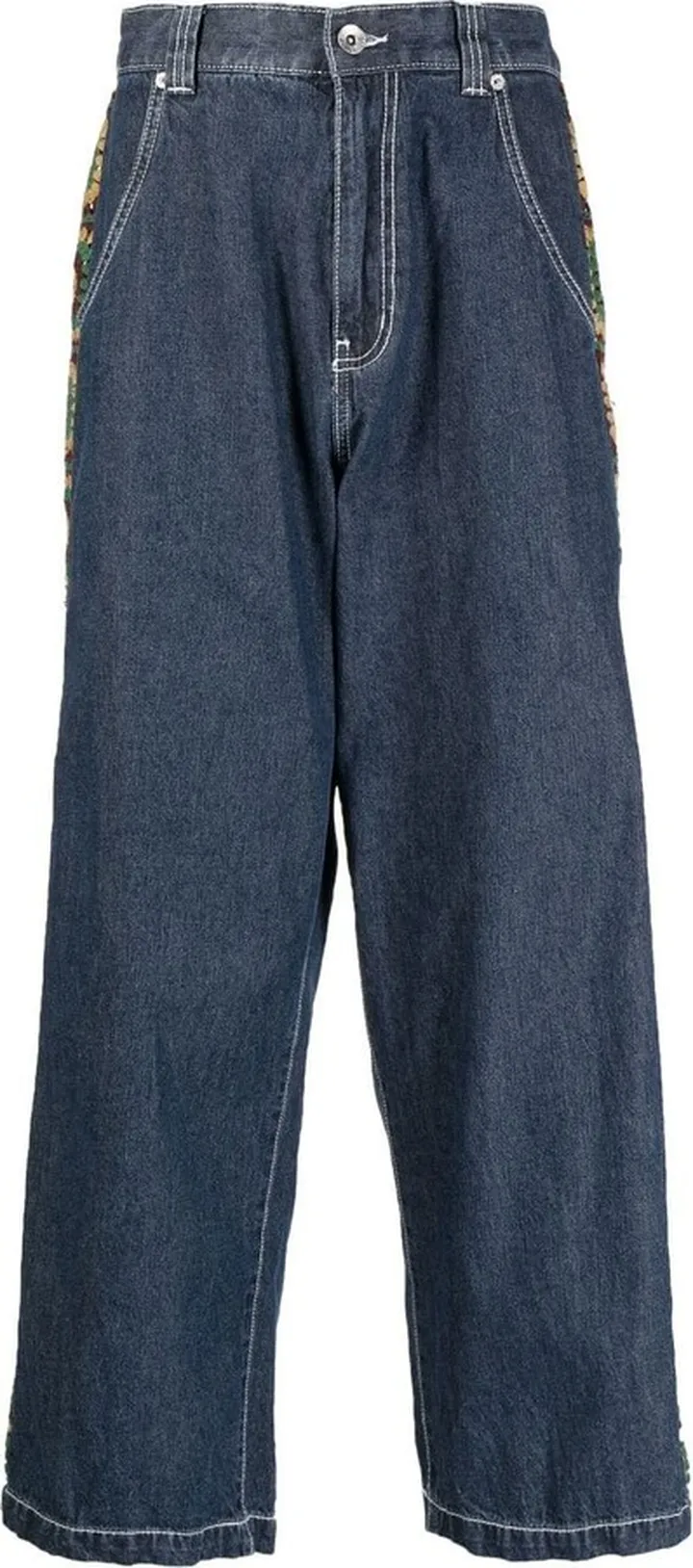 Crochet Trim Wide-Leg Jeans