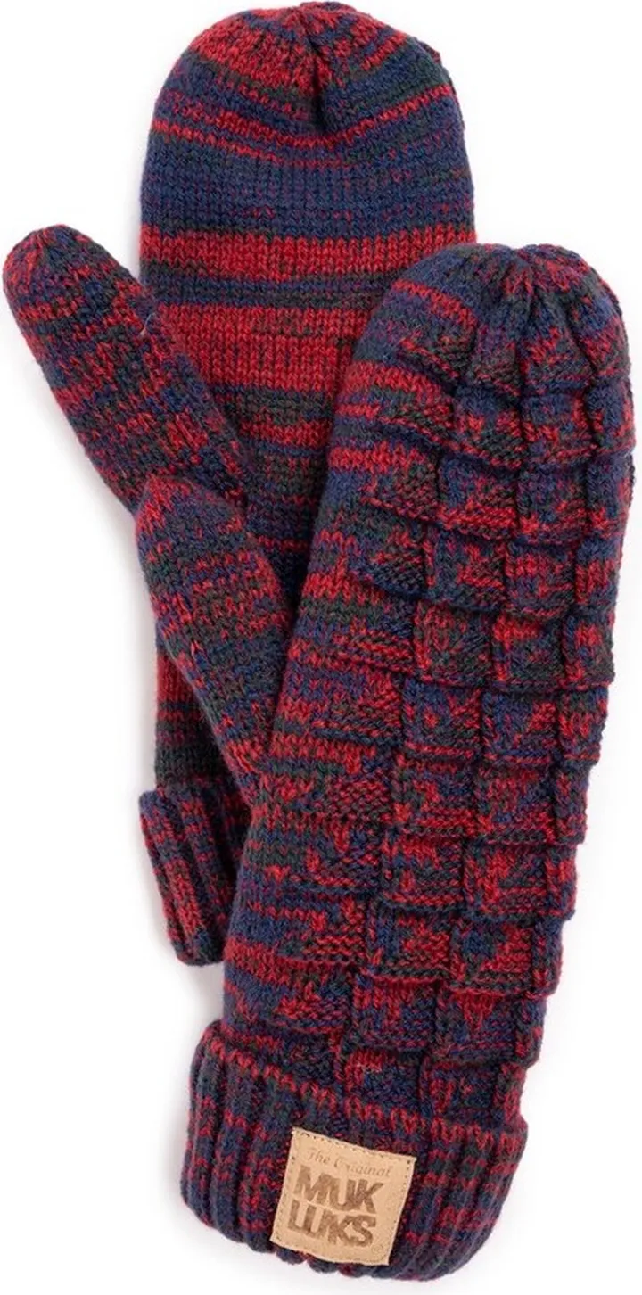 MUK LUKS Women's Patch Pom Mittens - Liberty Blue