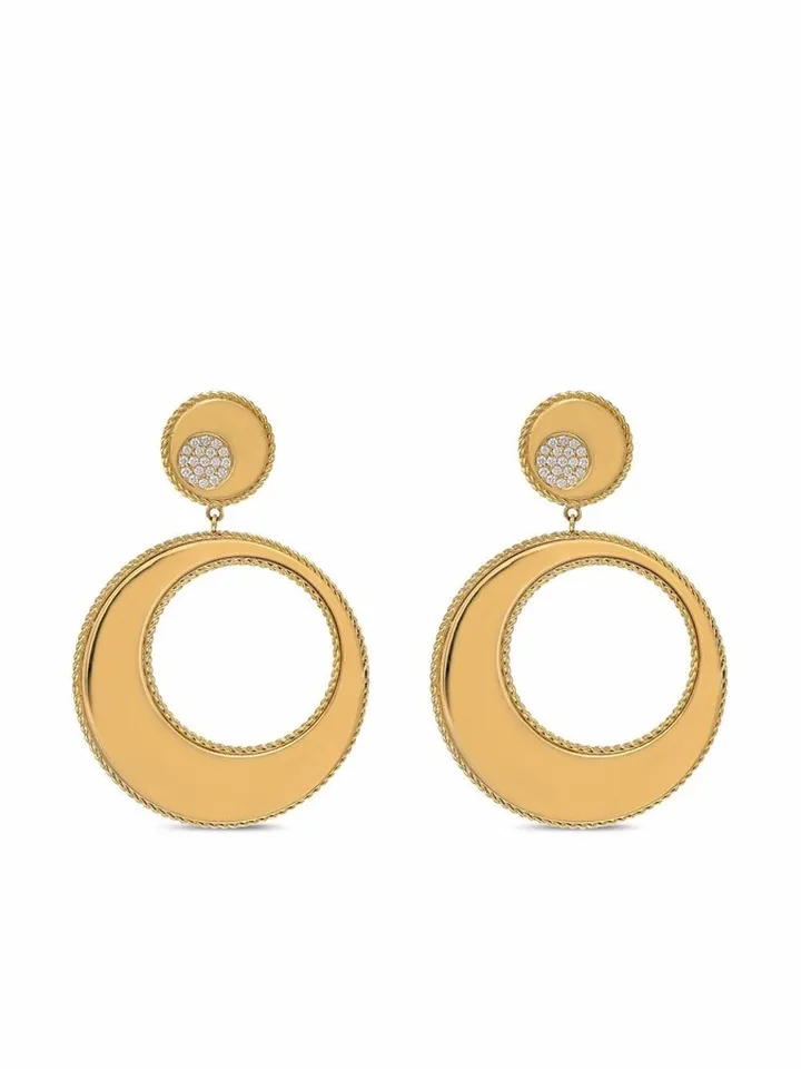 18kt Yellow Gold Circle Diamond Earrings