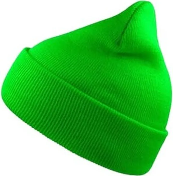 Atlantis Wind Double Skin Beanie With Turn Up - Safety Green