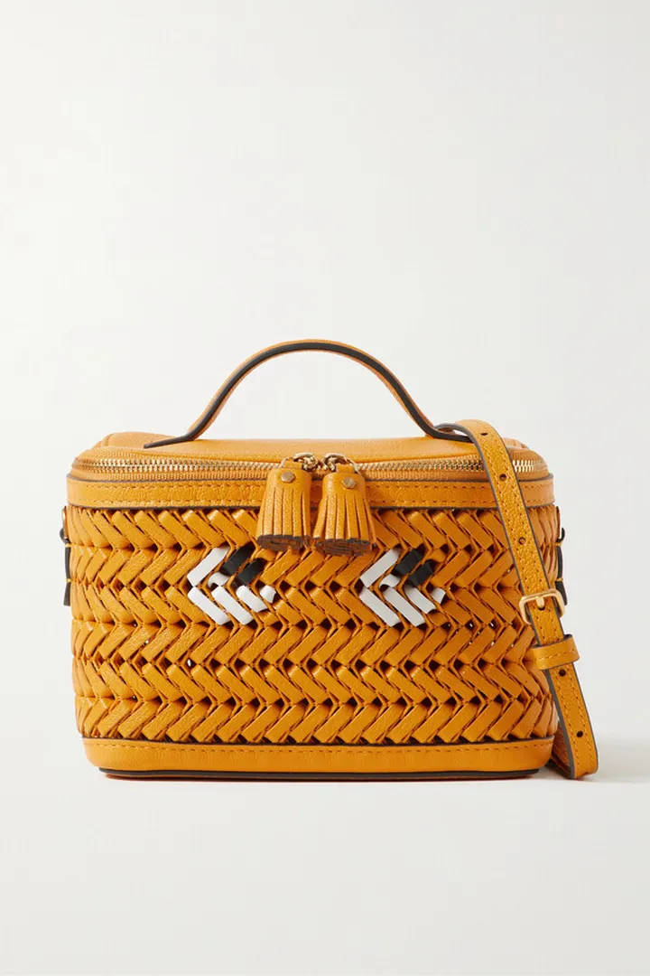 Anya Hindmarch - The Neeson Eyes Woven Textured-leather Shoulder Bag - Orange