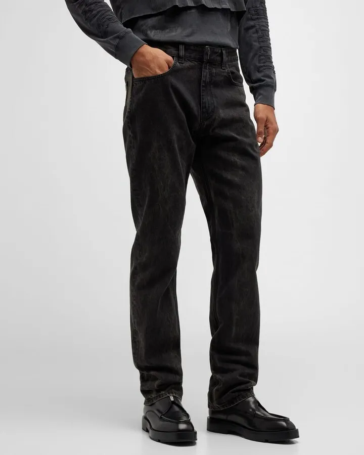 Men's Faded Straight-Leg Jeans