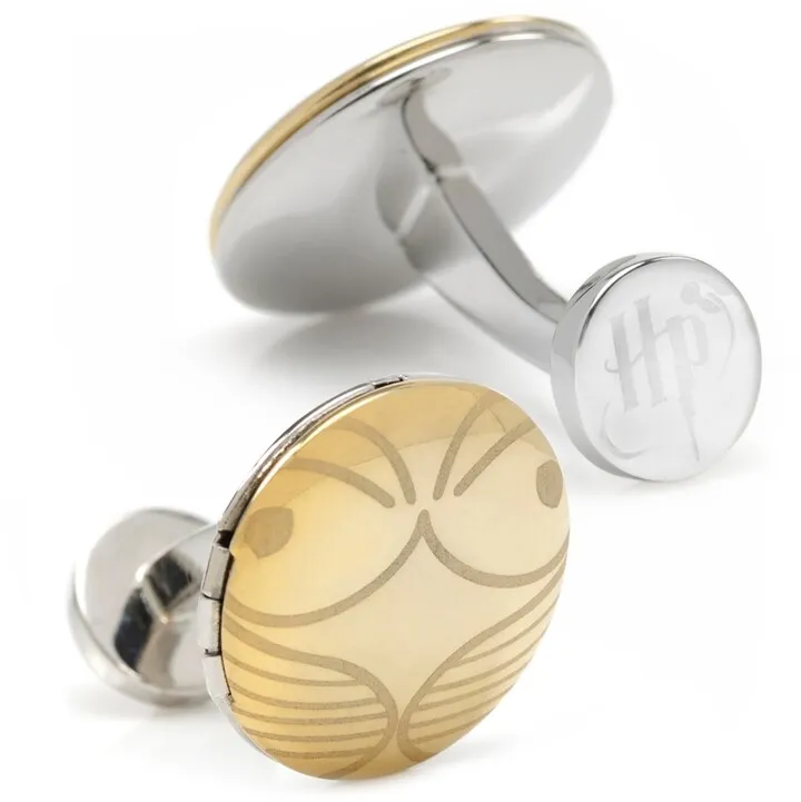 Harry Potter Men's Golden Snitch Hidden Deathly Hallows Locket Cufflinks
