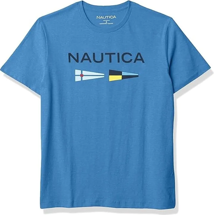 Nautica Men's Sustainably Crafted Logo Signal Flag Graphic T-Shirt (Delft) Men's T Shirt