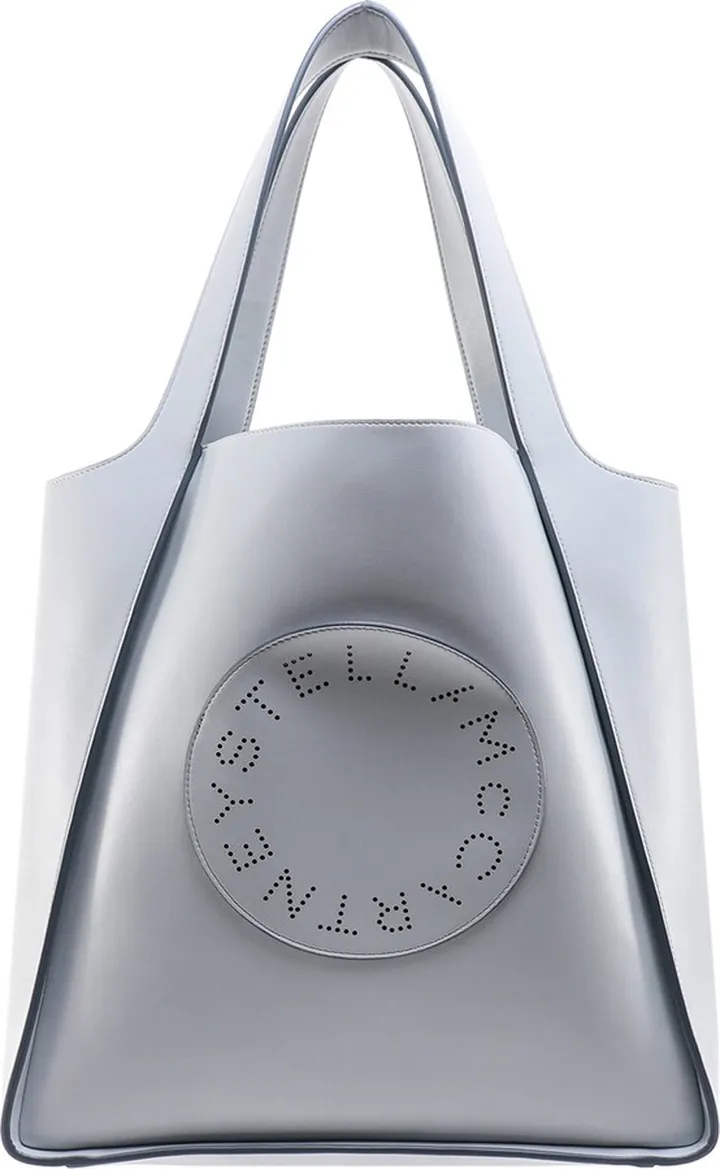 Vegan leather hanbag with perforated logo