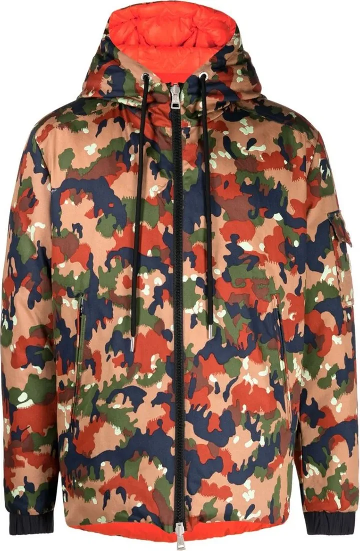 Camouflage-Print Reversible Bomber Jacket