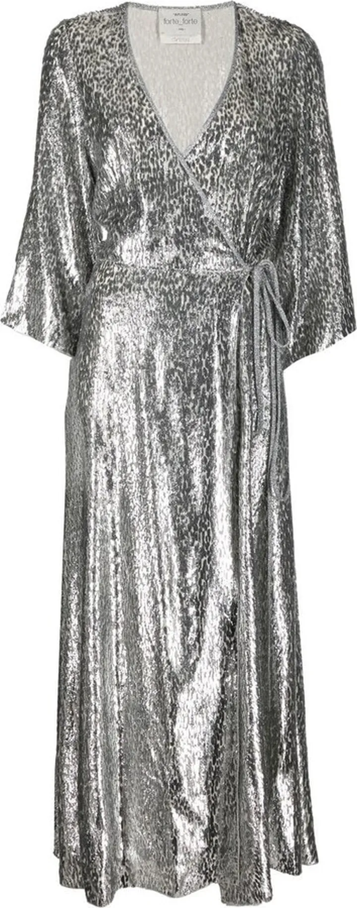 Metallic Leopard-Print Wrap Dress