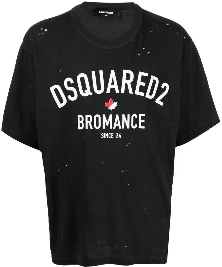 logo-print distressed T-shirt