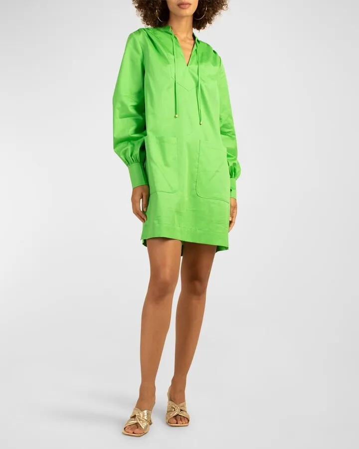 Blush Blouson-Sleeve Shift Dress