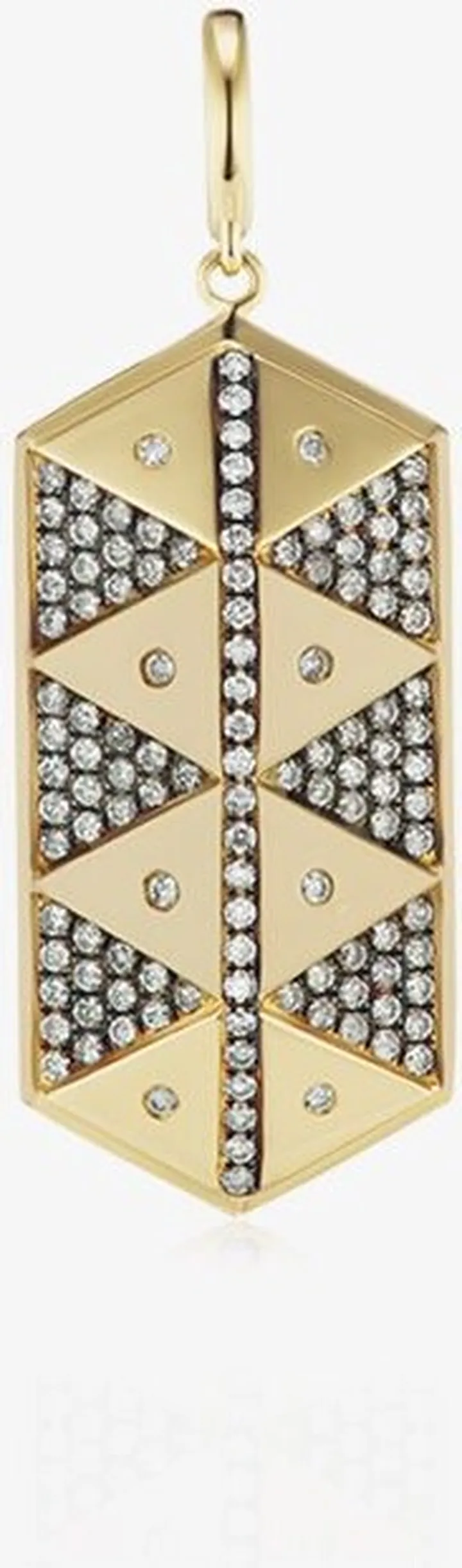 18K Yellow Gold Diamond Hexagon Shield Charm