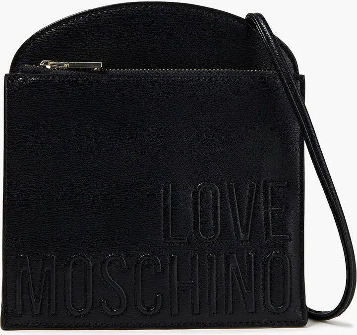Logo-embossed faux leather shoulder bag