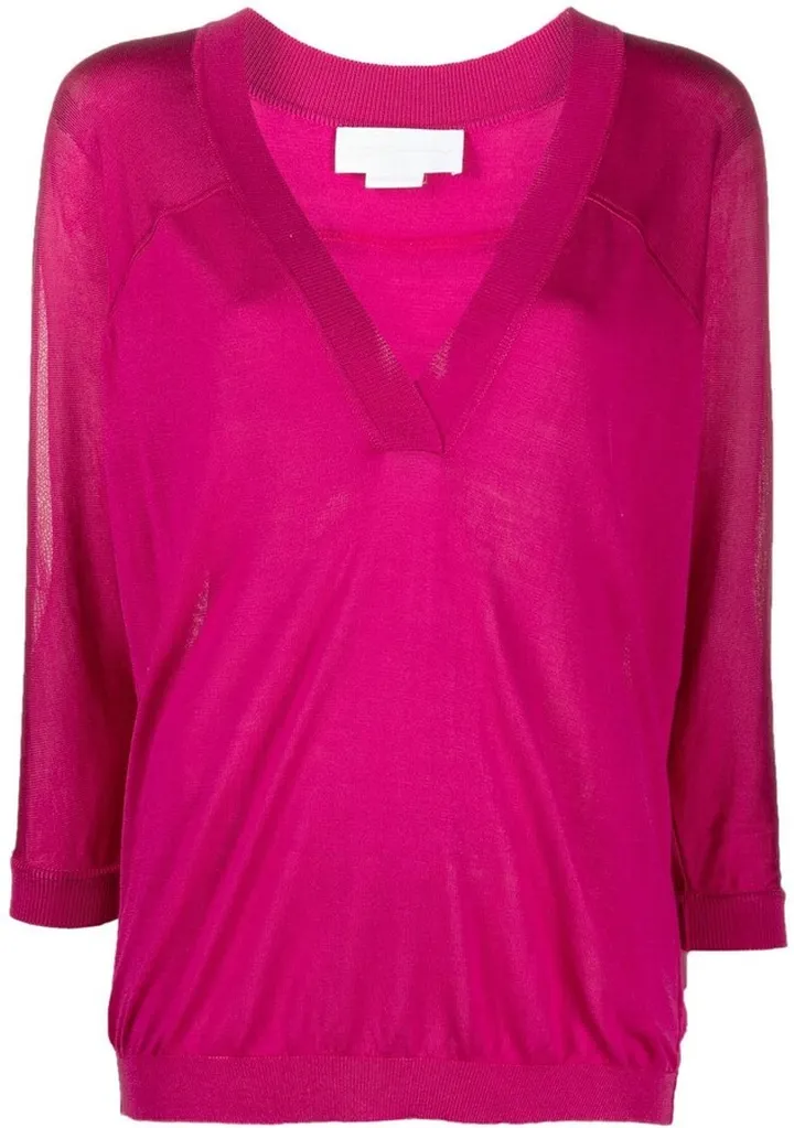 V-neck silk jumper