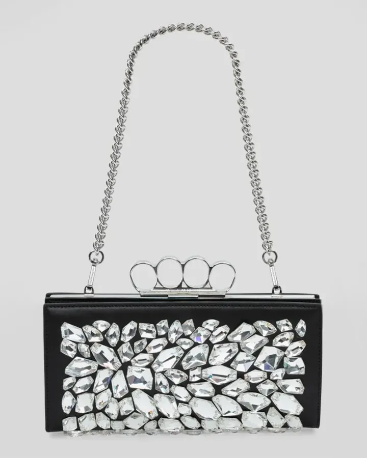 Four Ring Crystal Chain Shoulder Bag